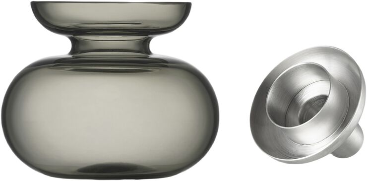 Vase/Lysestake Inu 11 x 10 cm Smoked Grey/Steel