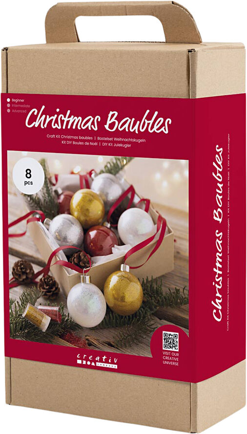 DIY Kit Julekugler, Glitter