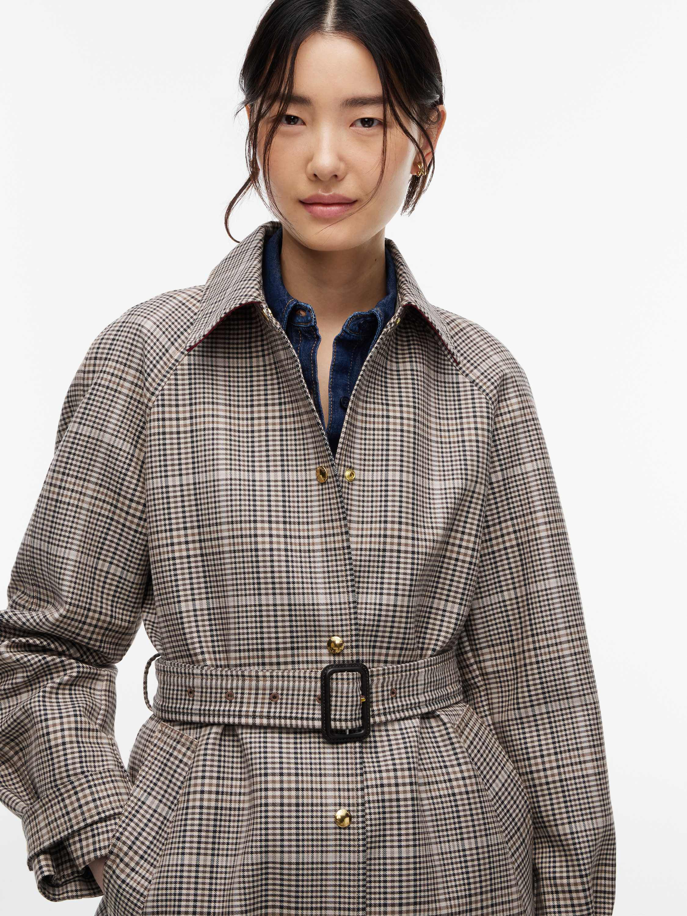 Check Belted Mac Coat