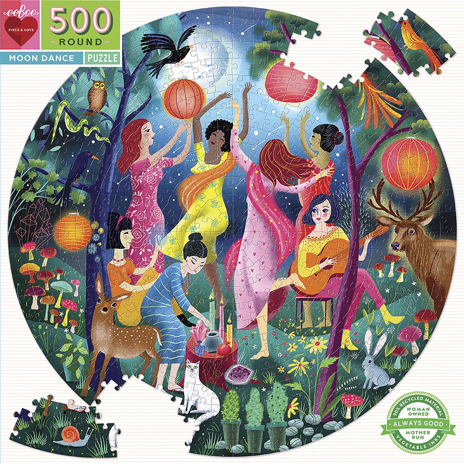 eeBoo - Rundt puslespil 500 brk - Moon Dance