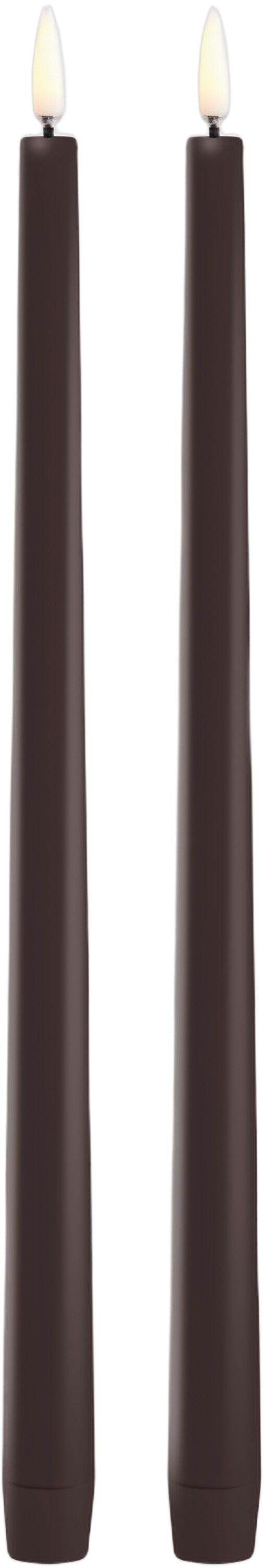 LED slim taper candle, Dusty Mulberry, Smooth, 2-pack, 2,3x32 cm