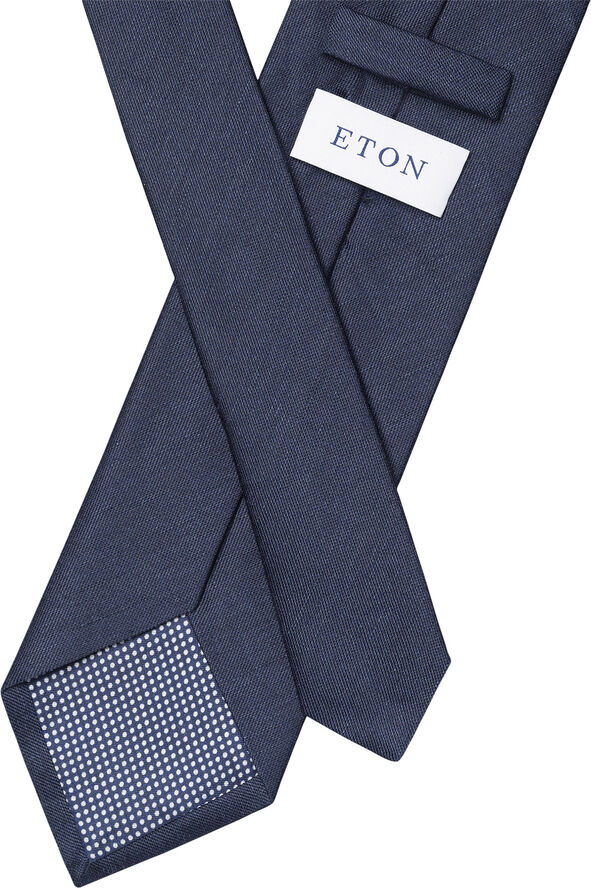 Dark blue Solid Silk Linen Tie