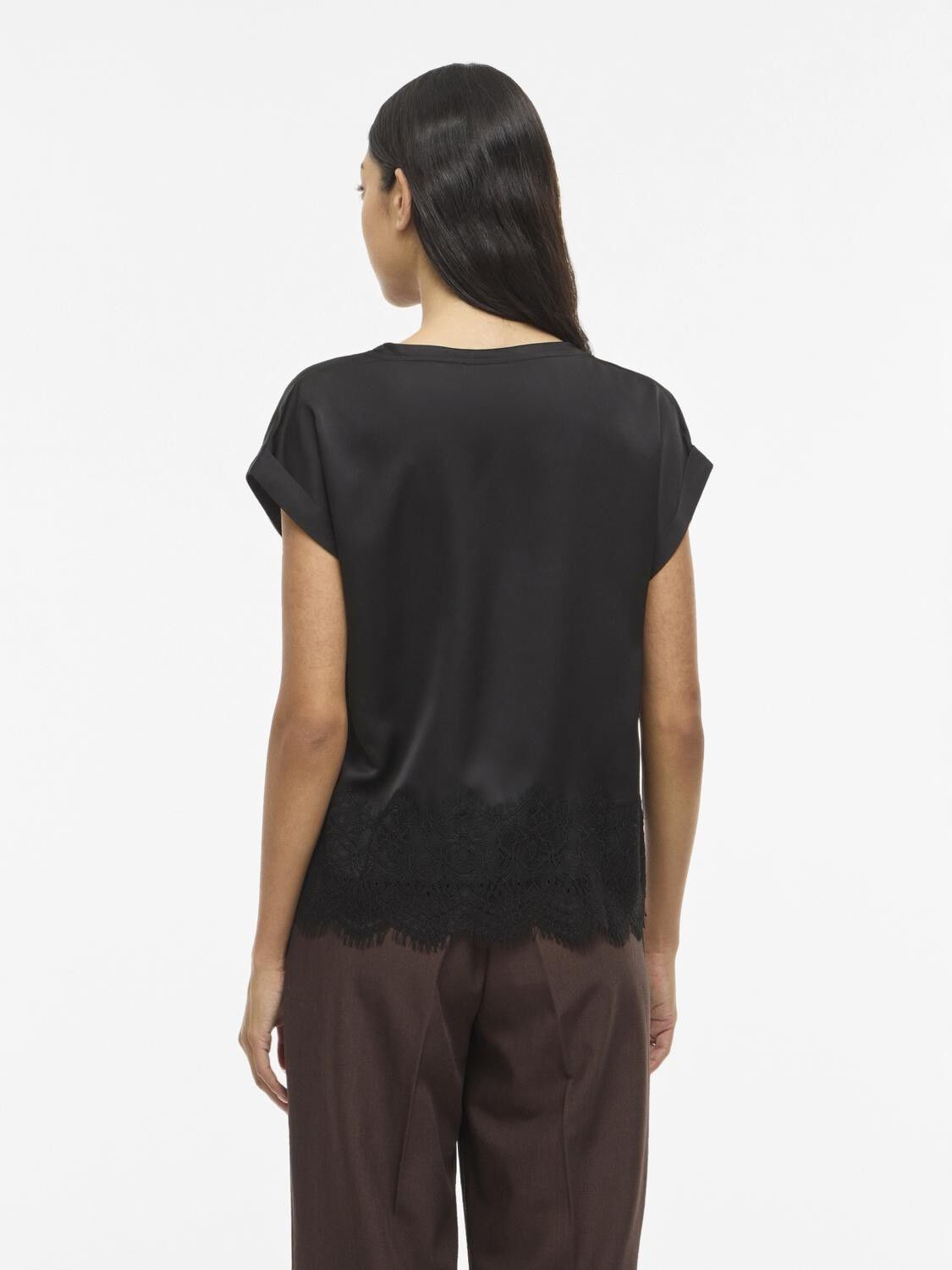VIELLETTE S/S FULL SATIN LACE TOP -