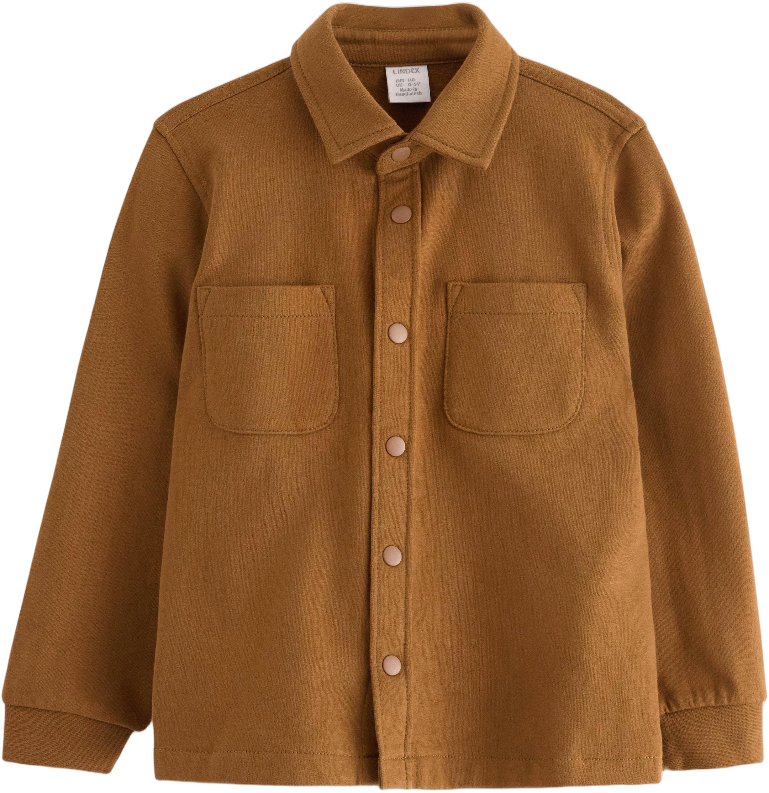 Mjuk overshirt i bomullstrik&aring; med