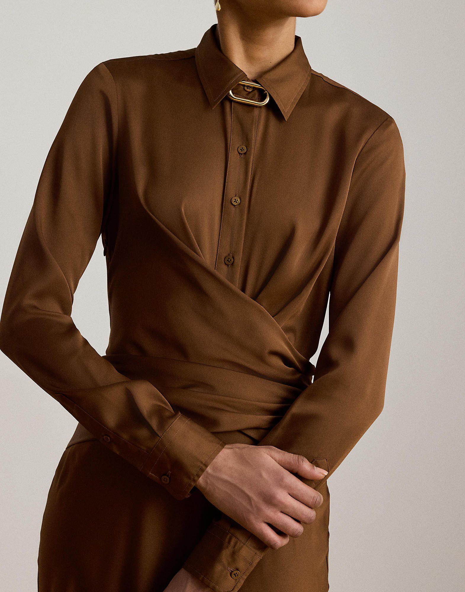 Pleated Button-Up Charmeuse Gown