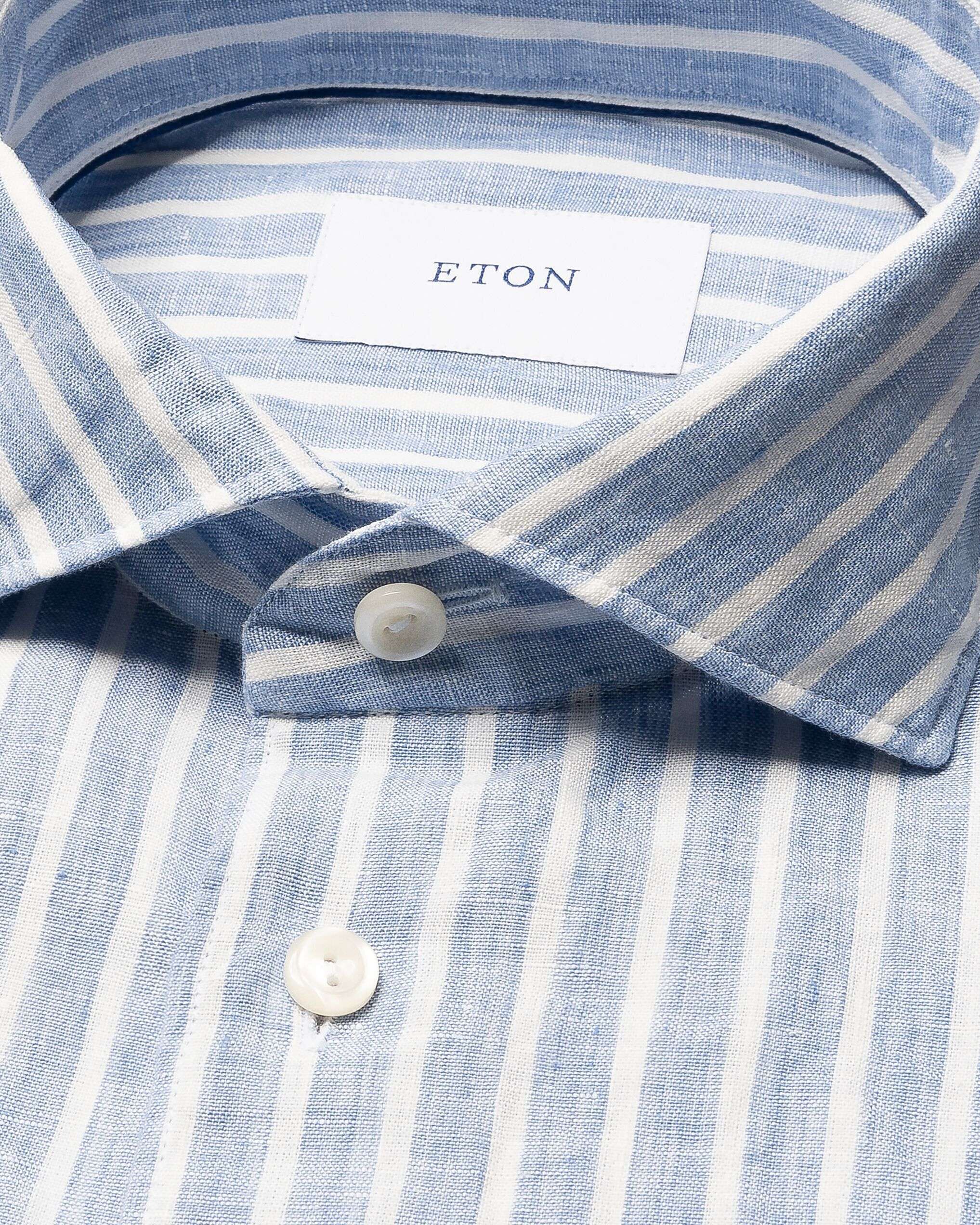 Slim Fit Light Blue Striped Linen Shirt