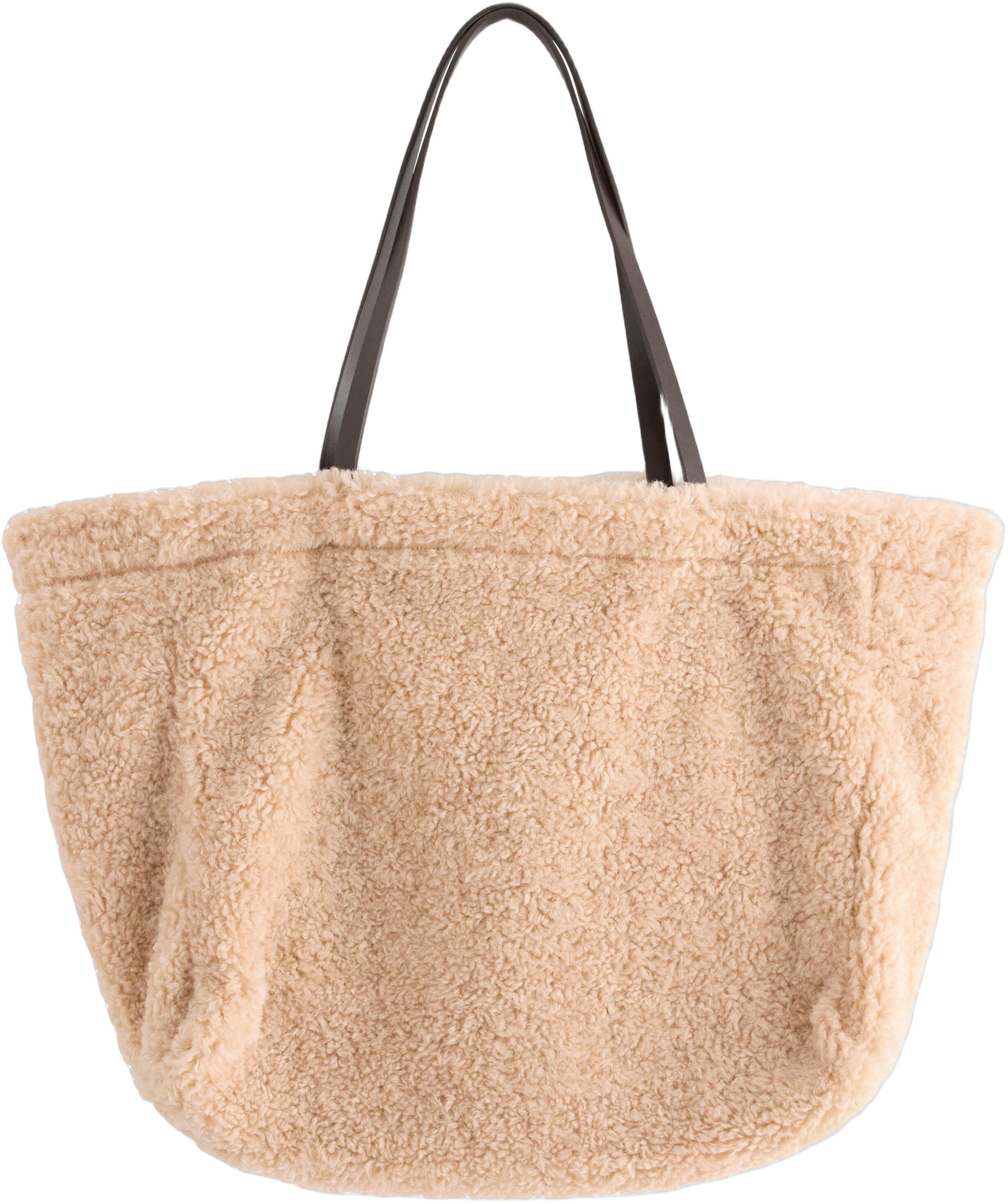 Stor veske i fuskepels med skulders