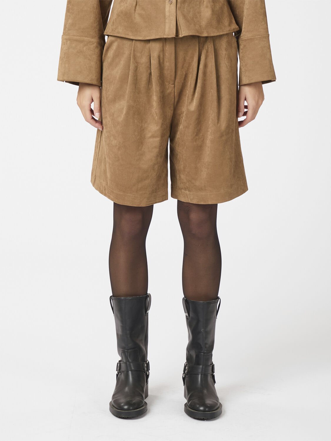 Nika Faux Suede Bermuda Shorts