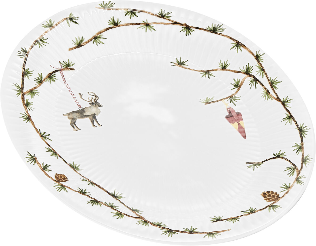 Hammersh&oslash;i Christmas Ovalt bordfad 27x34 hvid m. deko