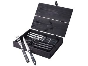 Biffbestikk/grillbestikk Old Farmer Black 8 deler Svart/Stål