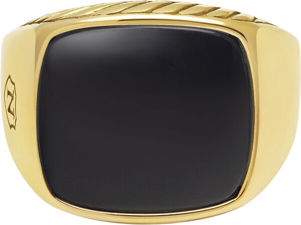 Gentlemen's Gold Signet Ring with Green Agate