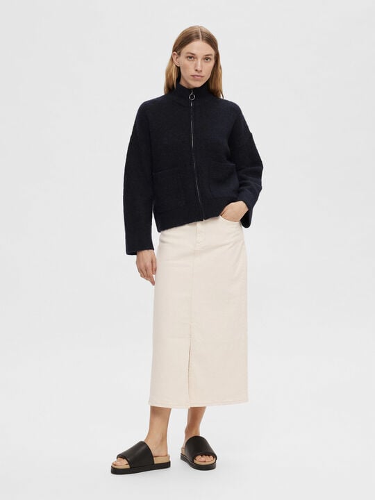 SLFSIA RAS LS ALPACA BLEND KNIT ZIPPER CARDIGAN