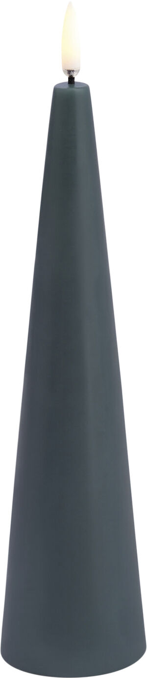 LED cone candle, Pine green, Smooth, 5,8x21,5 cm