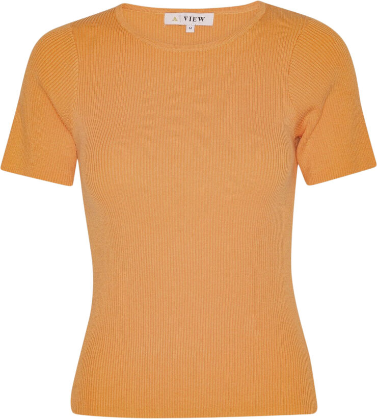 Rib knit short sleeve top
