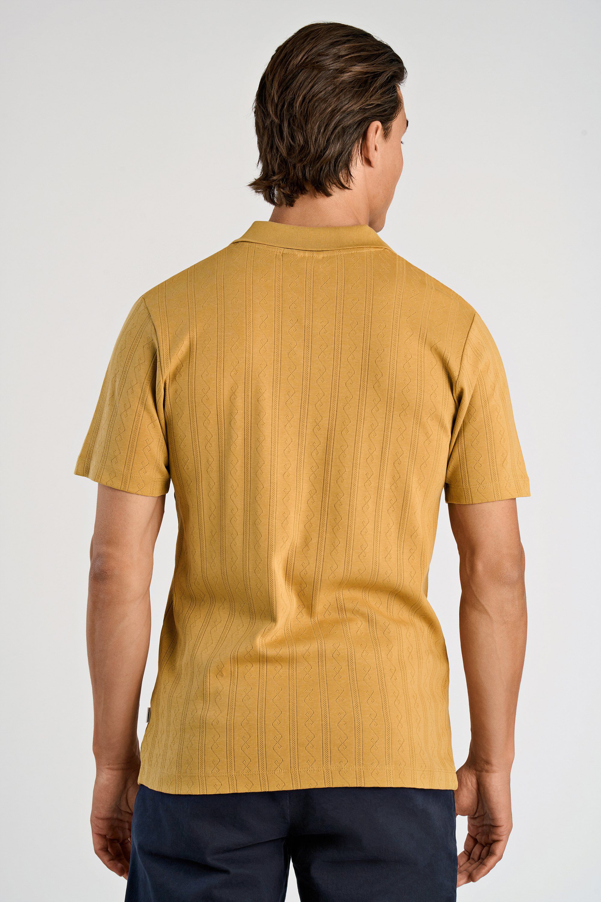 Jacquard v-neck polo S/S