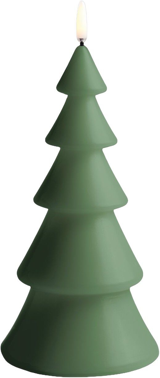 LED candle Christmas tree, Olive green, Smooth, 10x20 cm