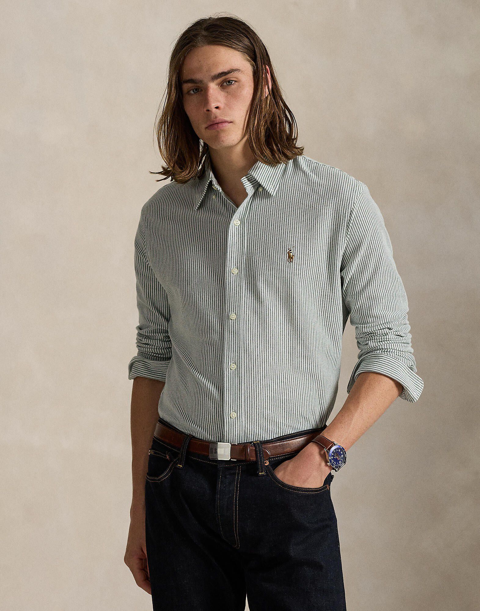 Striped Knit Oxford Shirt