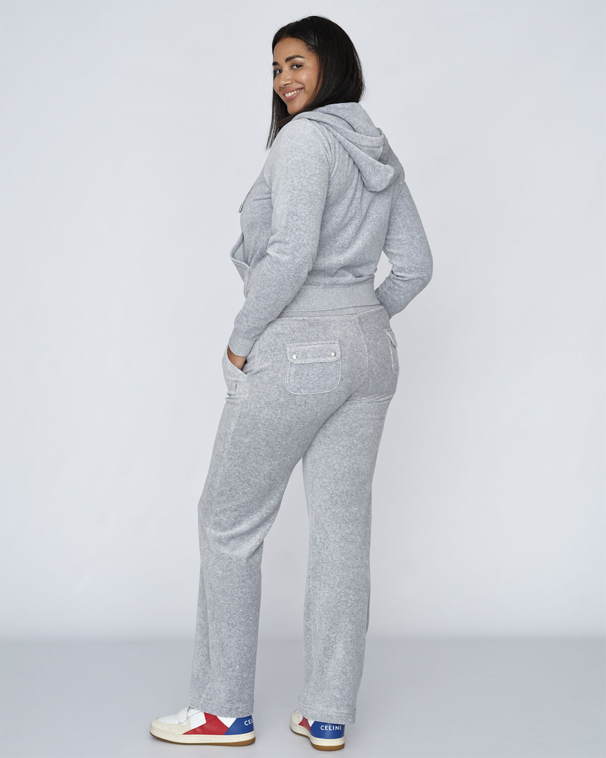 Del Ray Classic Velour Pant Pocket Design