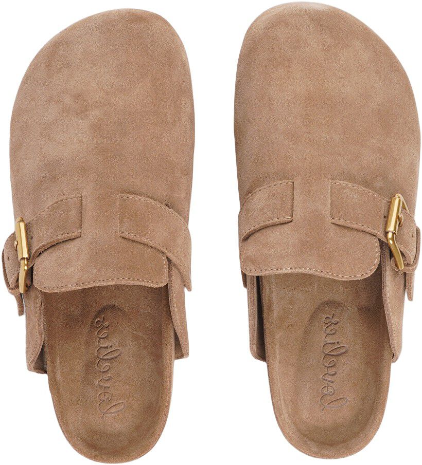 KAMAKURA - SILK COW SUEDE MULES WITH BUCKLE