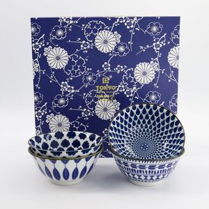 Mixed Bowls Tayo Bowl Giftset 4pcs 15x7cm 500ml Blue/White D