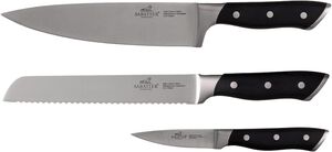 Knivsett Hercules 3 deler St&aring;l/Svart ABS