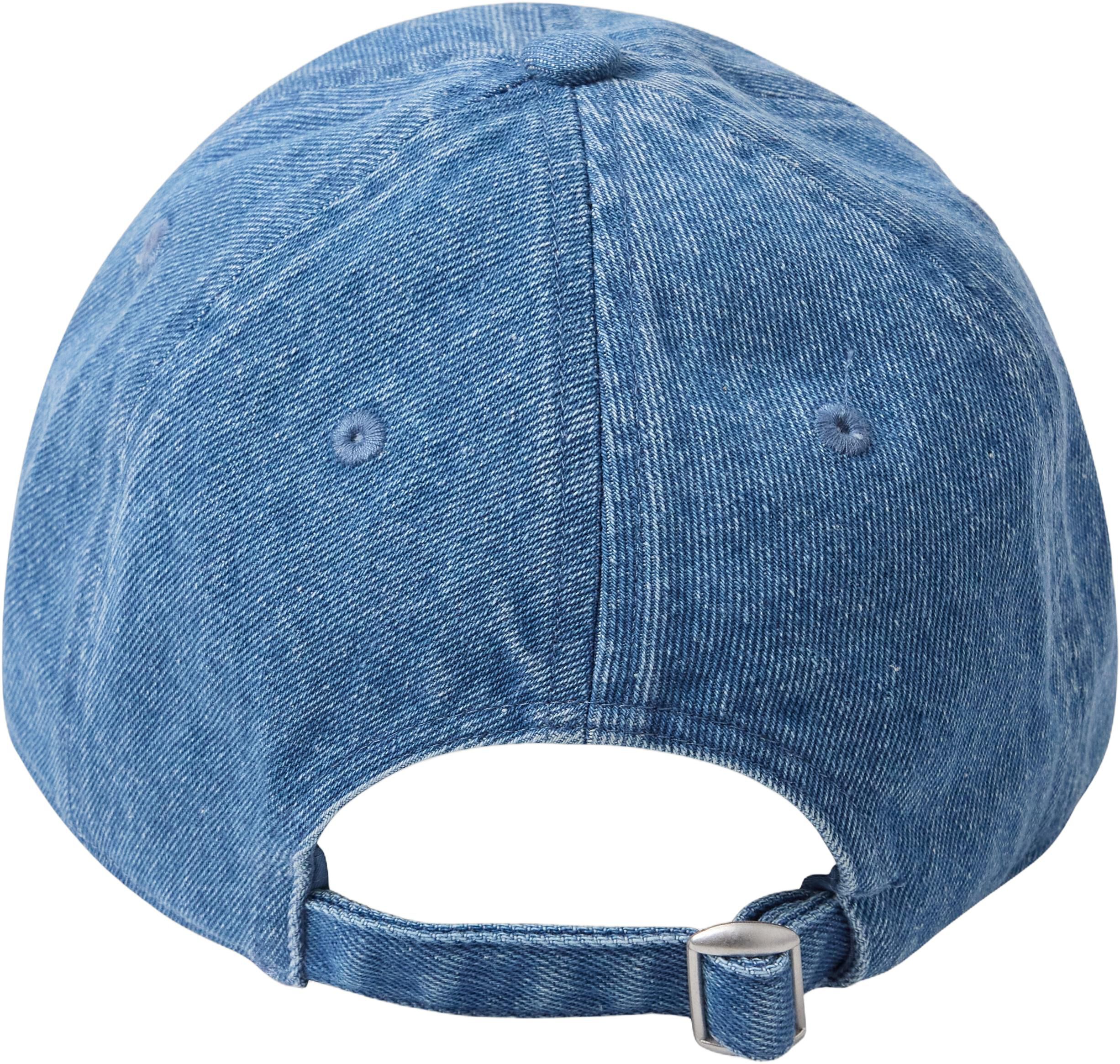 Kasket med rund skygge i denim.