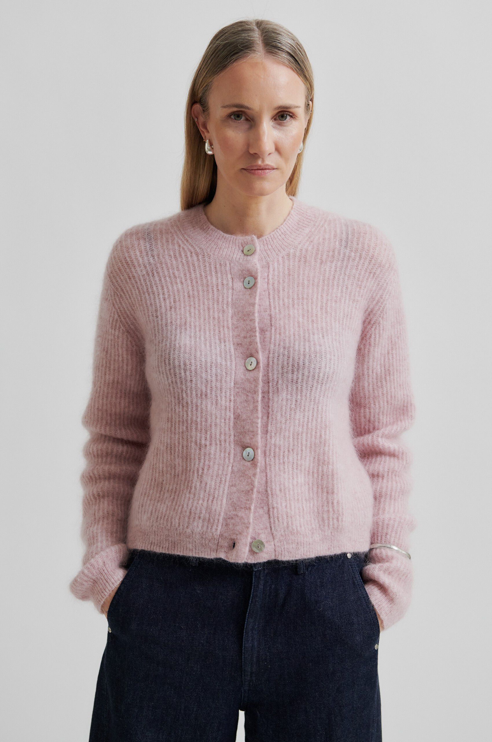 Andrea Knit Rib LS Cardigan