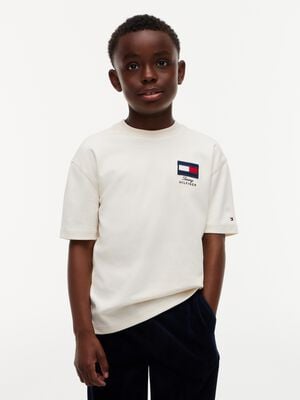 Flag Logo Embroidery Crew Neck T-Shirt