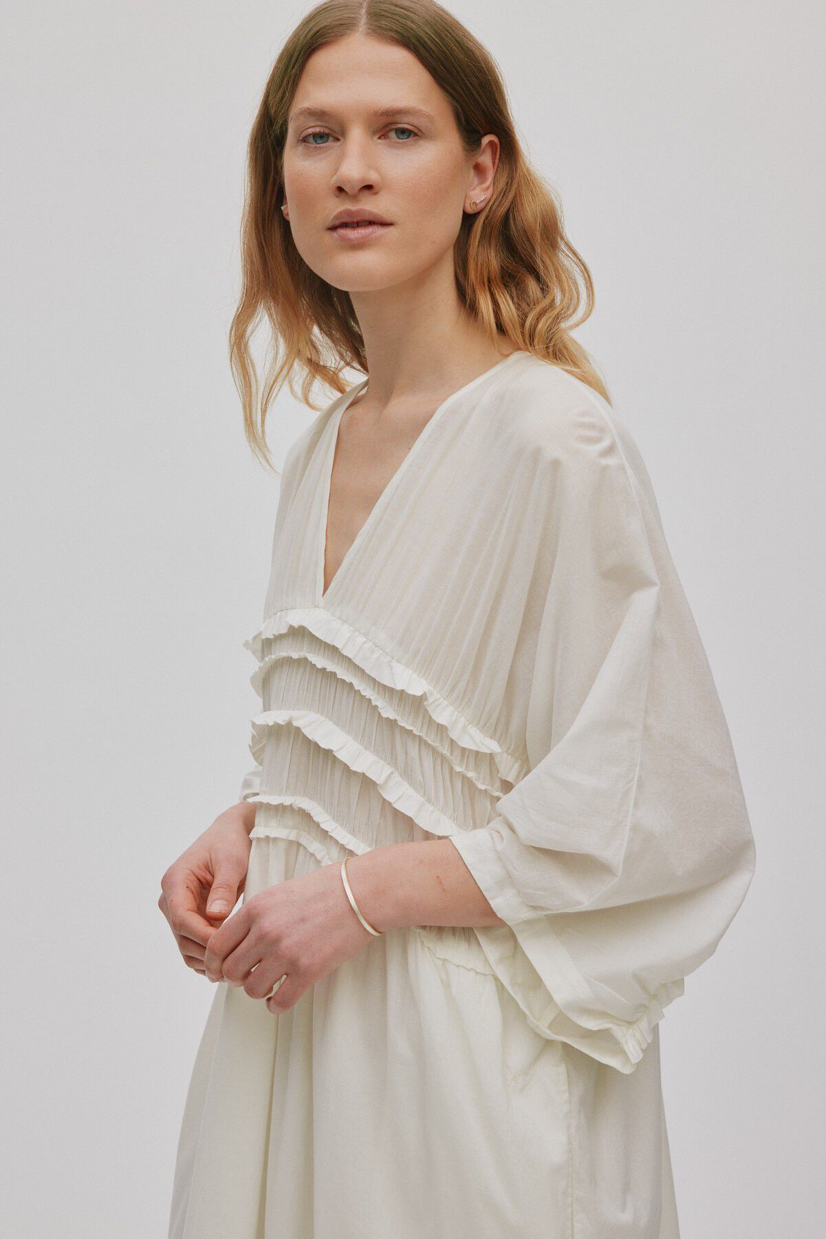 Voile frill gathered dress - Ina