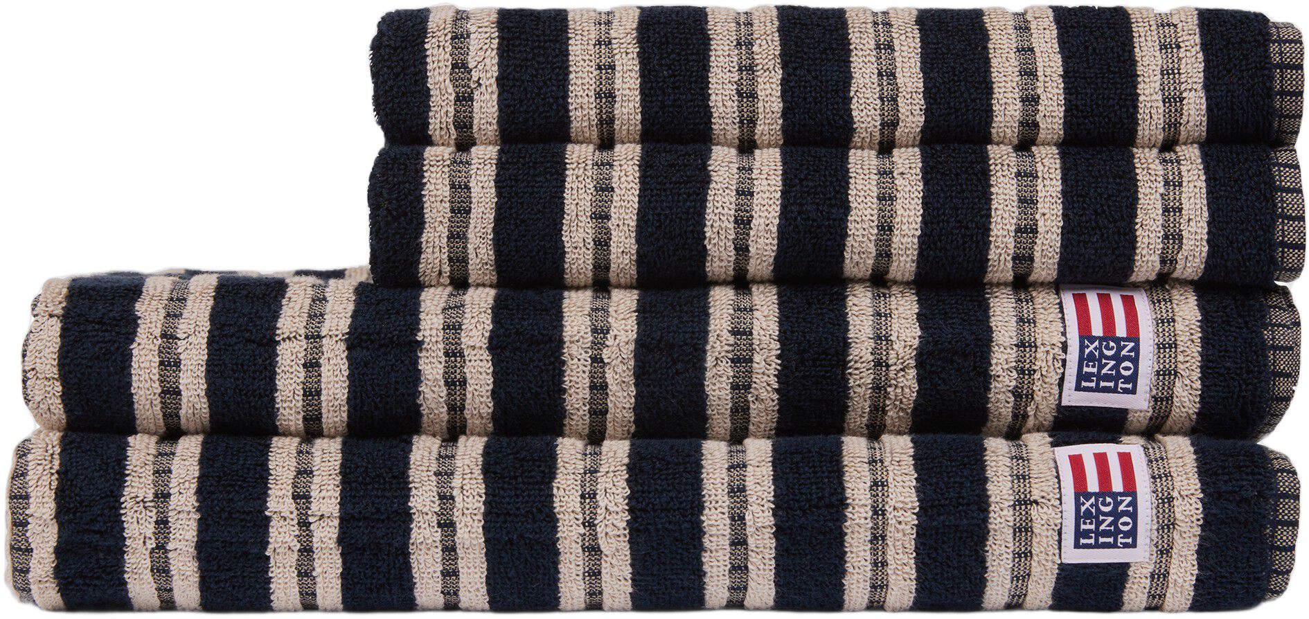 Striped Terry Towel Blackish Navy/Lt Beige