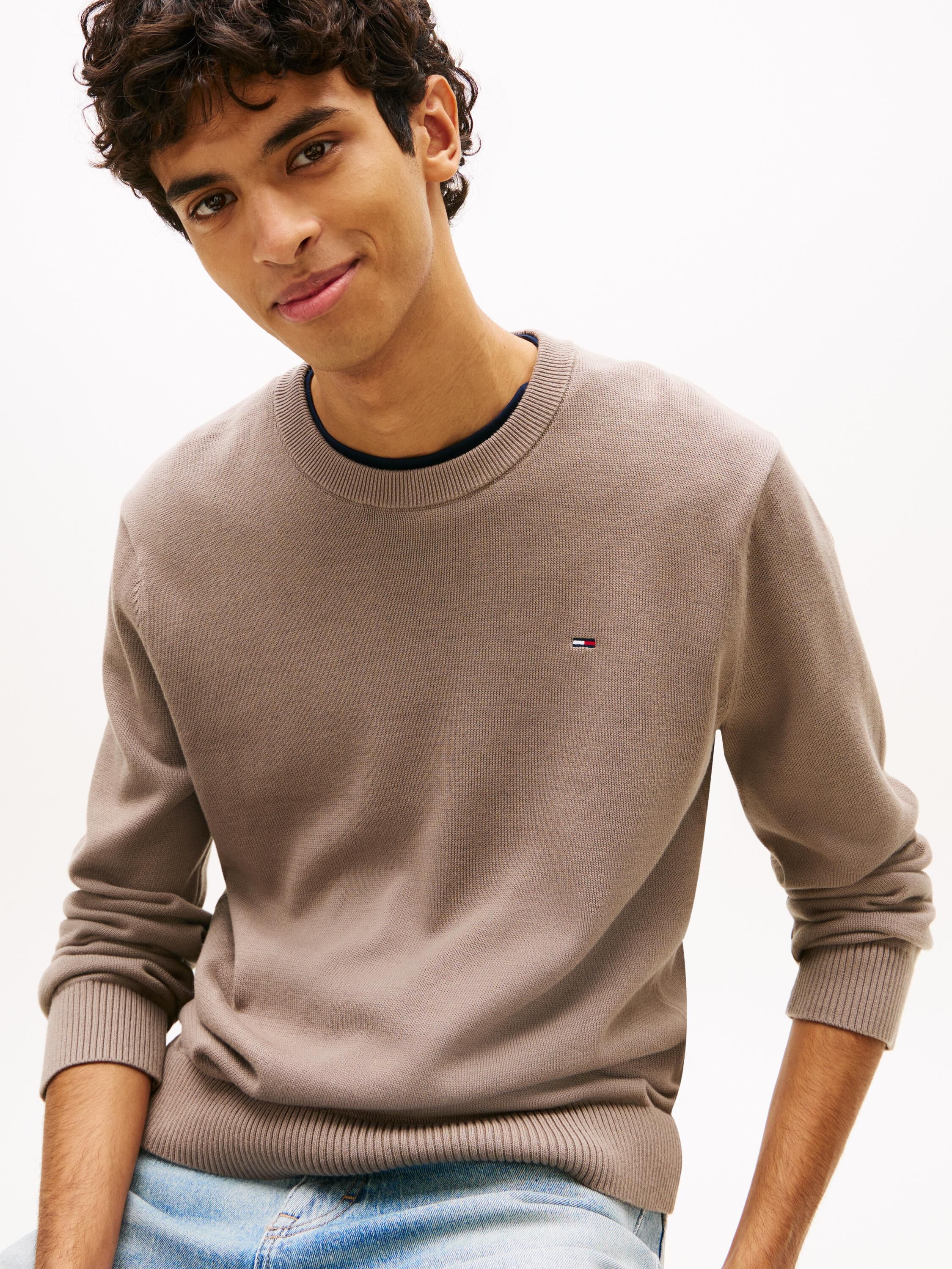 Tommy Flag Embroidery Lightweight Slim Jumper