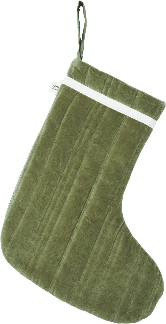 Vari Quilted Christmas Stocking - Velvet - Khaki