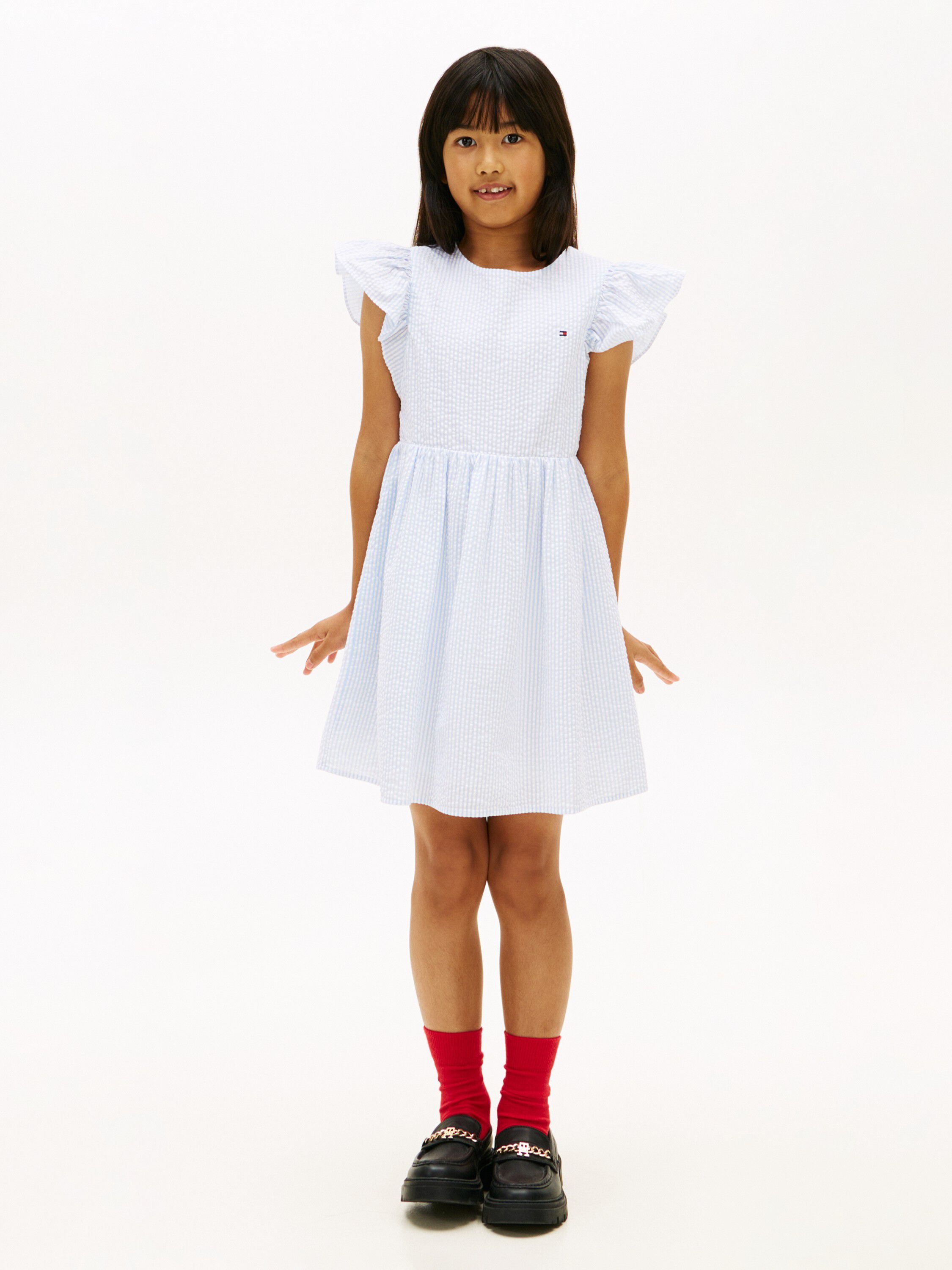 Stripe Seersucker Fit And Flare Dress