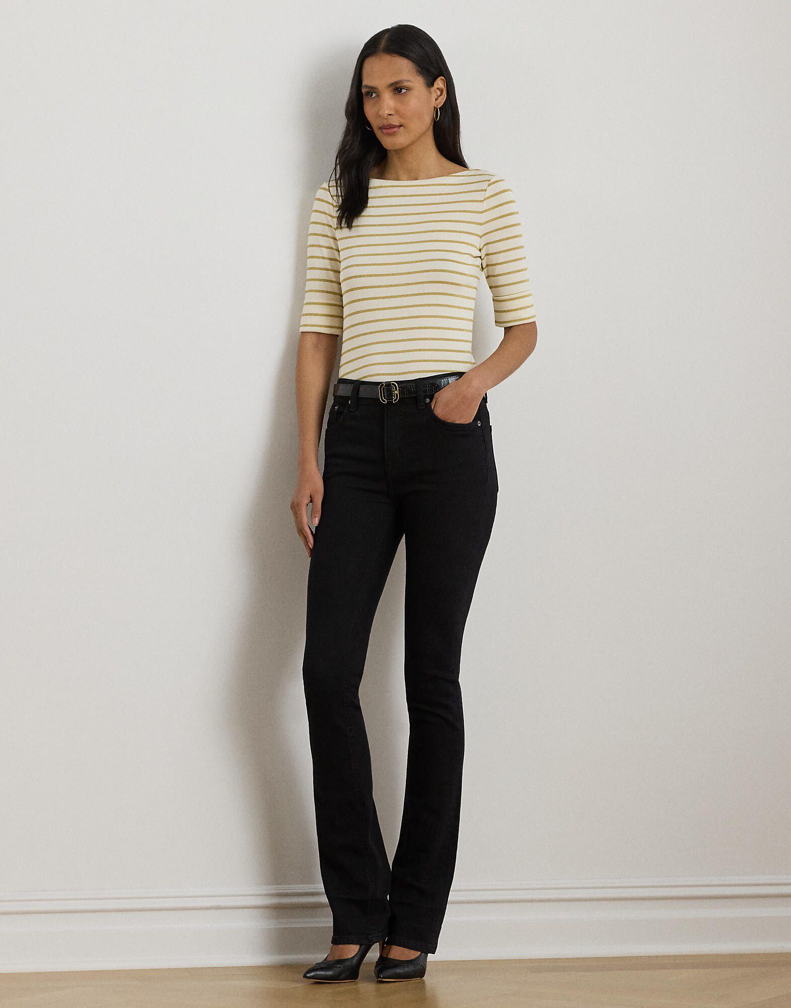 Metallic Striped Boatneck Tee