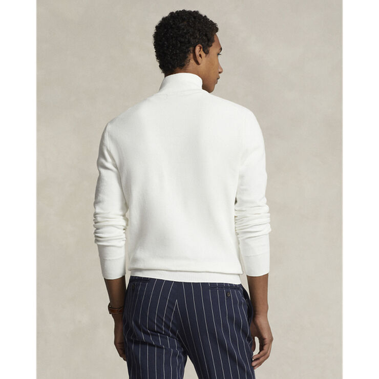 Mesh-Knit Cotton Quarter-Zip Sweater