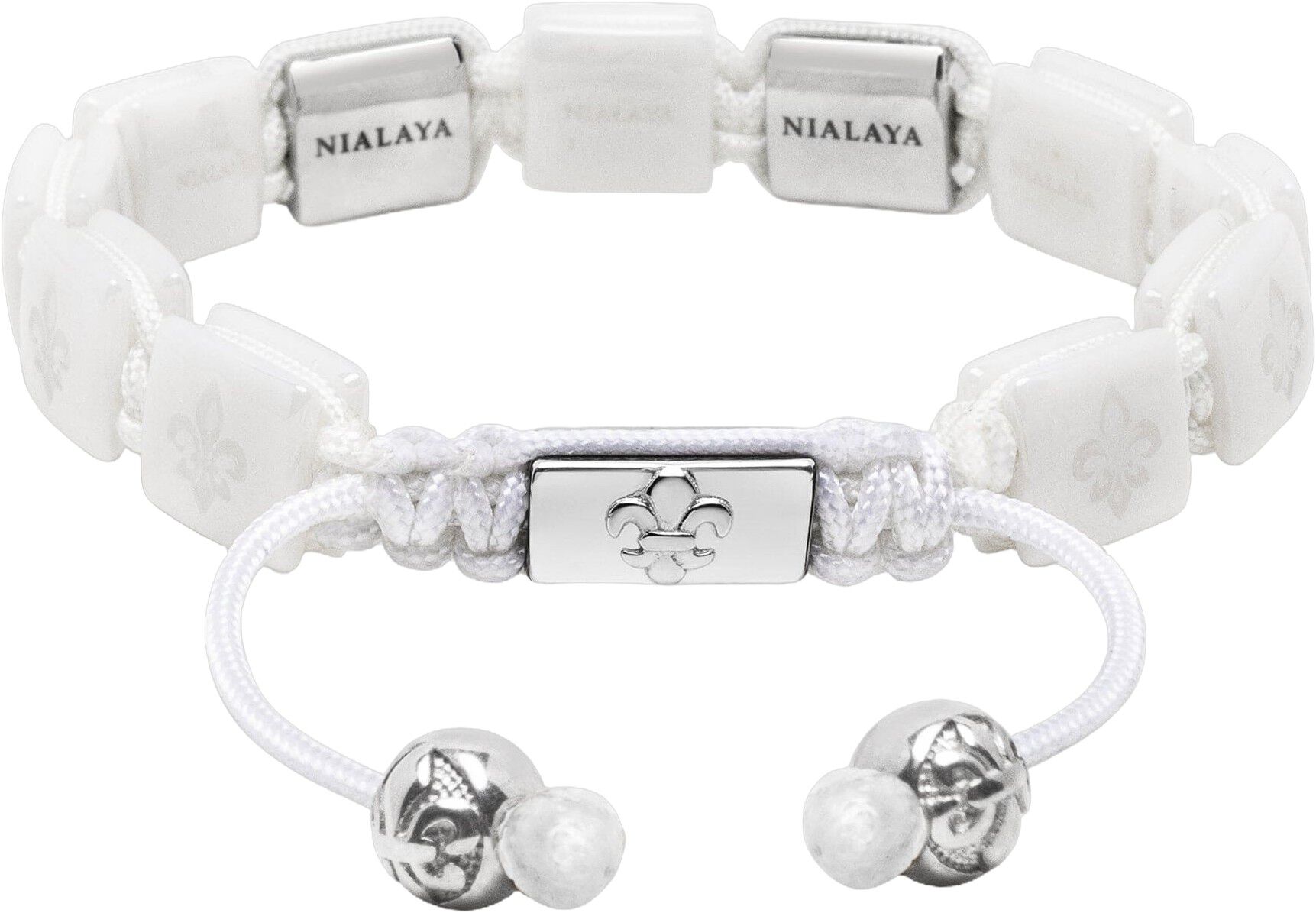 Women's White Ceramic Flatbead Bracelet with Silver CZ