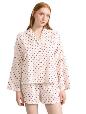 Pyjama shirt in seersucker with lon