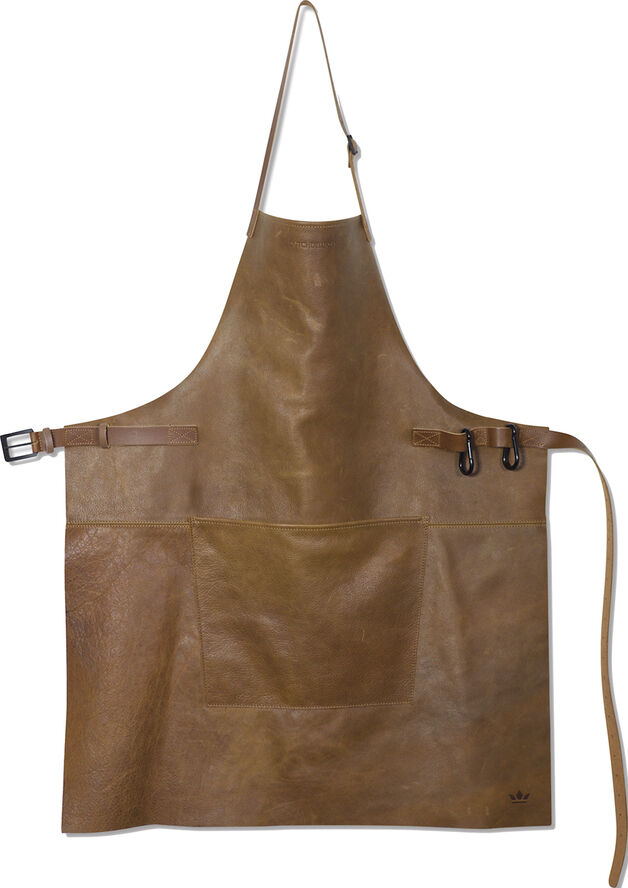 Læderforklæde BBQ Style Apron Vintage Camel