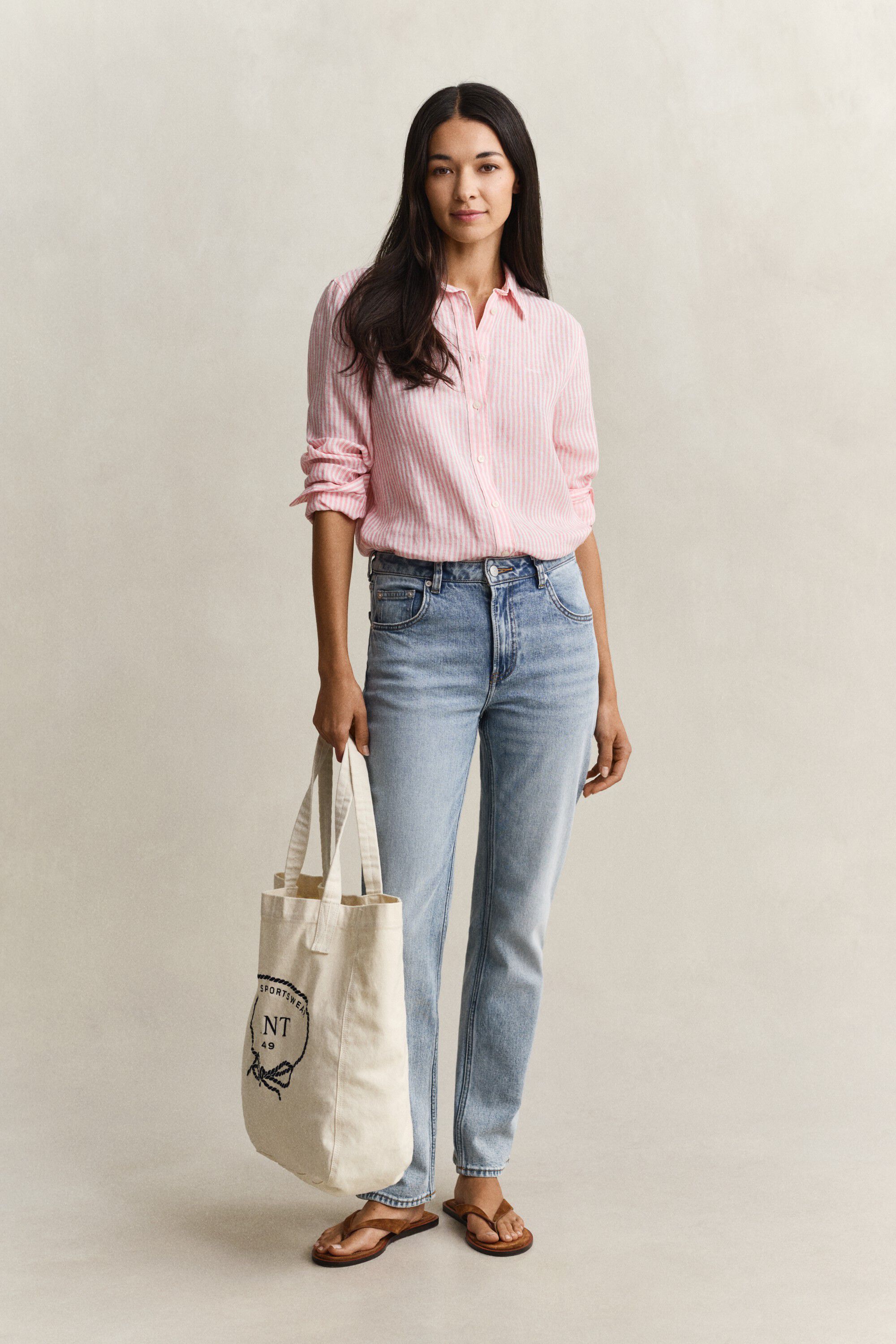 REG STRIPED LINEN LS SHIRT