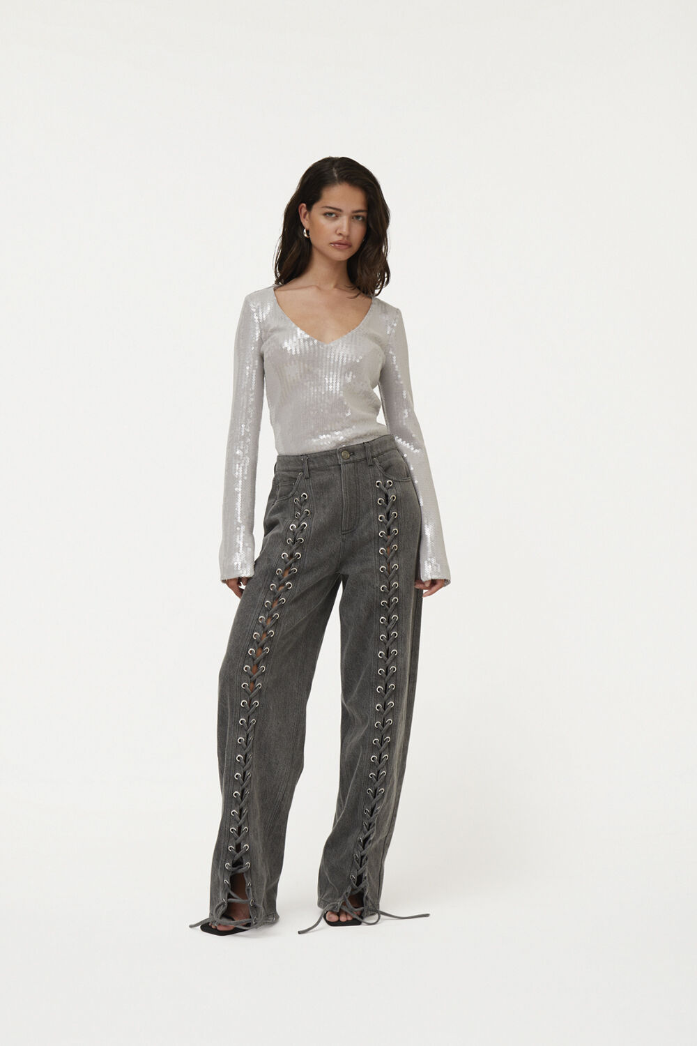 Denim Laced Leg Pants