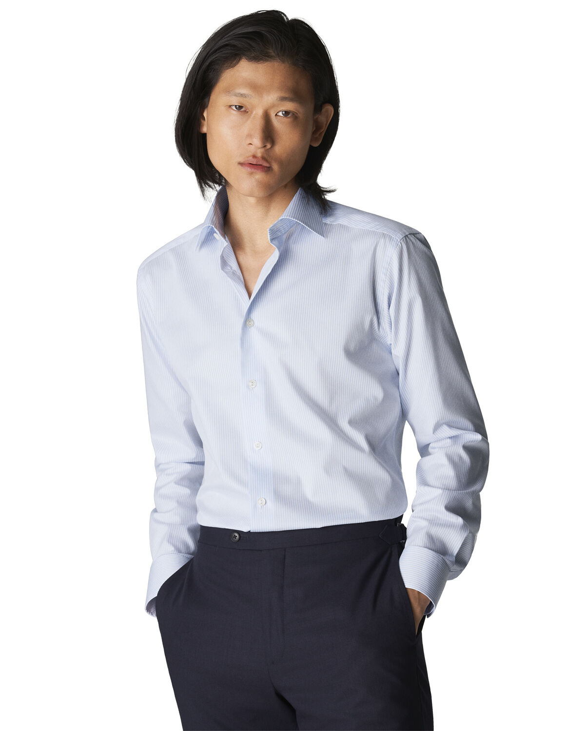 Slim Fit Mid Blue Twill Shirt