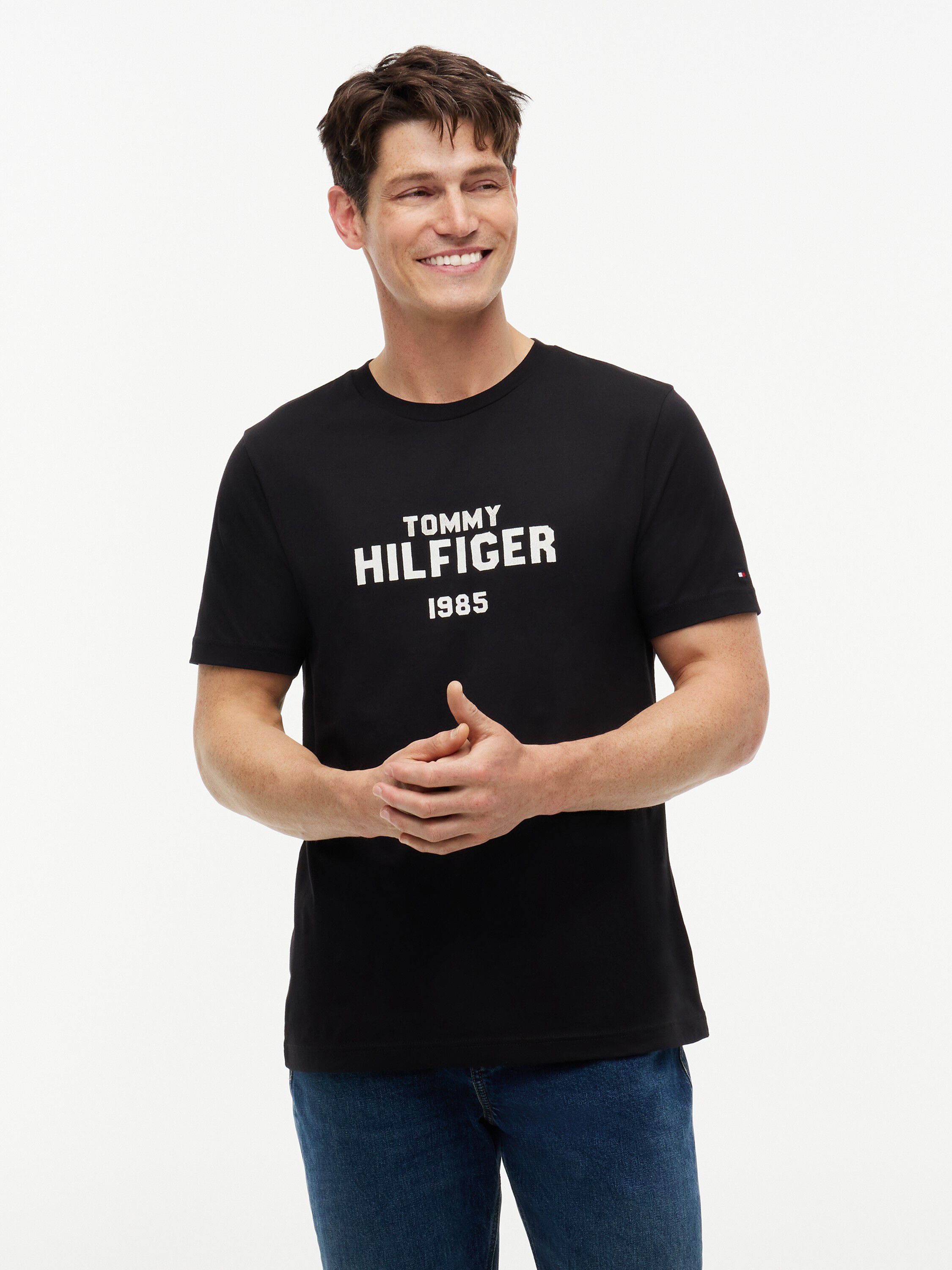 Contrast Logo Crew Neck Jersey T-Shirt