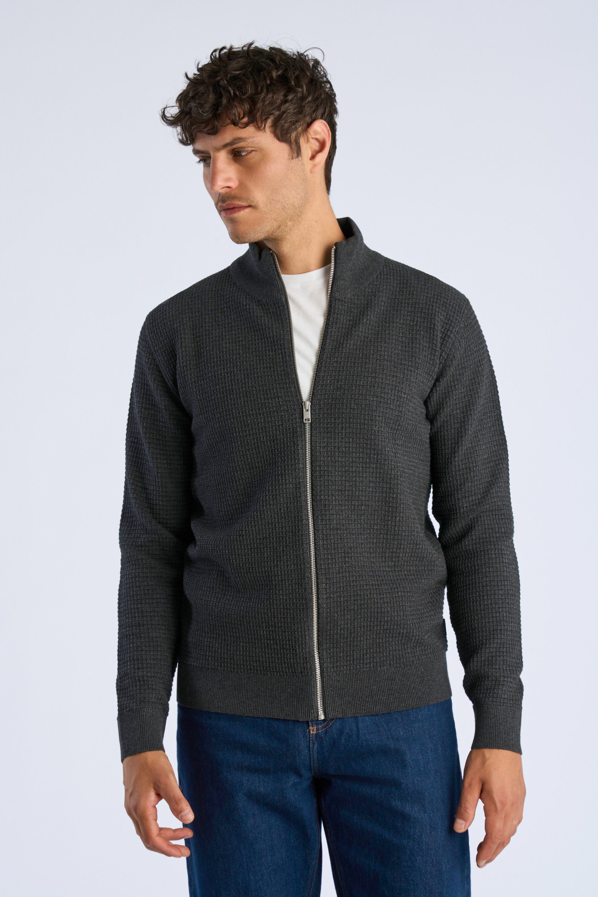 Knitted zip cardigan