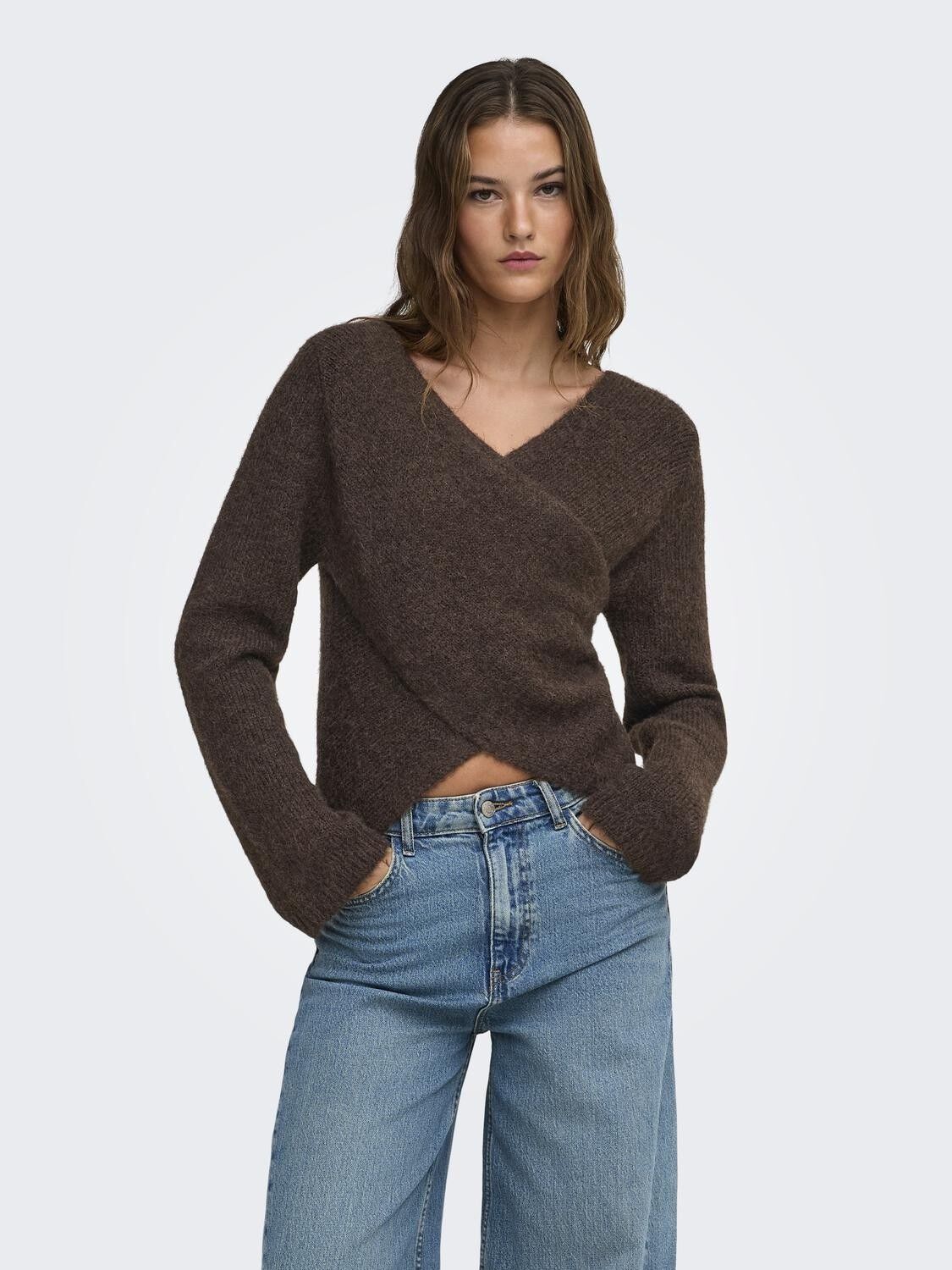 Onlmaggie Ls Cross V-Neck Cc Knt