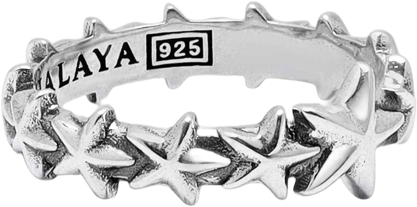 Men's Sterling Silver Star Band Ring