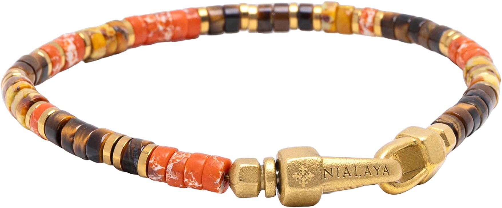 Orange Jasper & Tiger Eye Heishi Bracelet