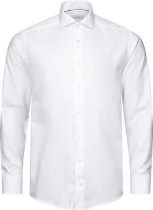 Contemporary Fit White Melange Semi Solid Fine Twill Shirt