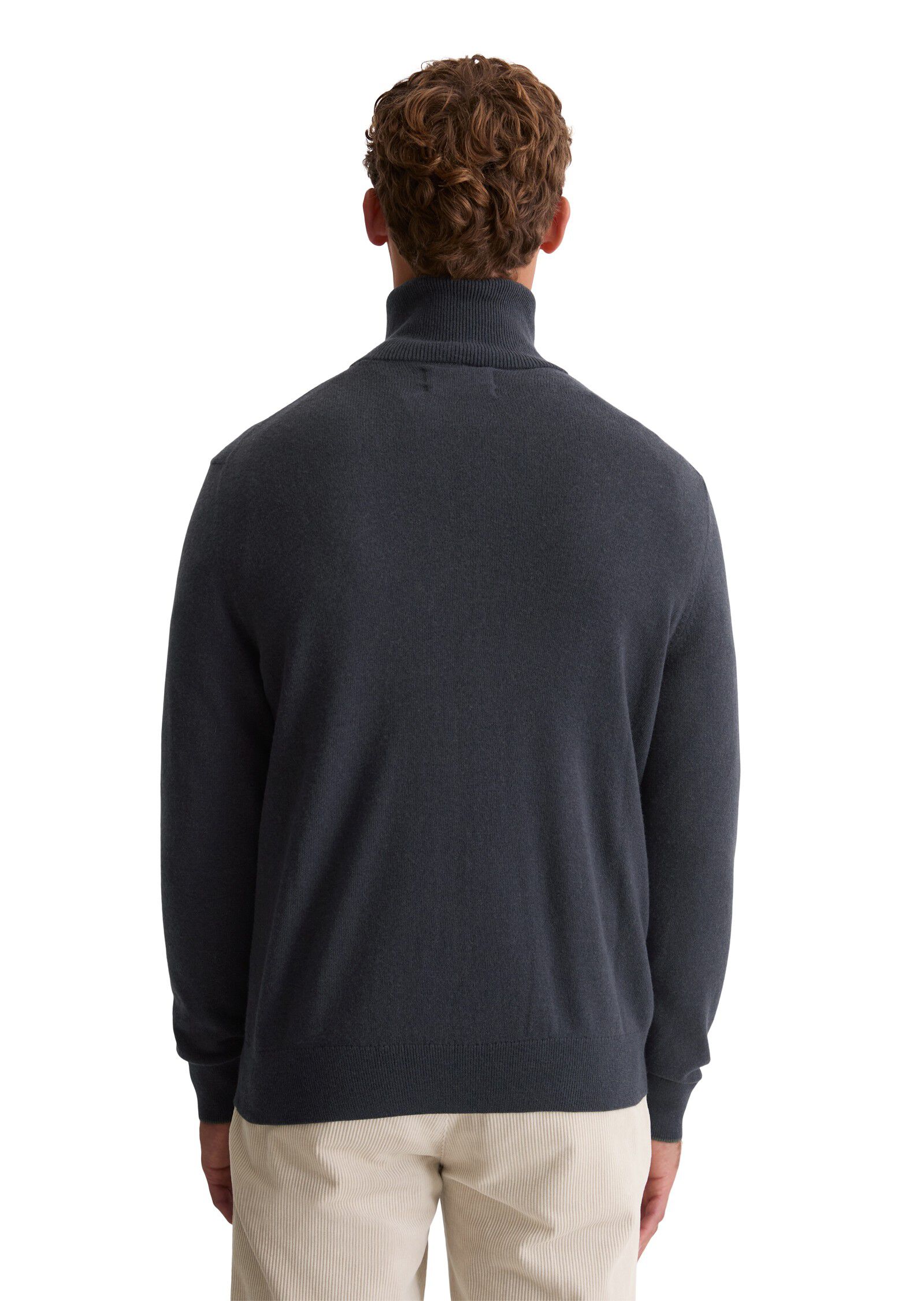 Zipped cardigan with stand up colla