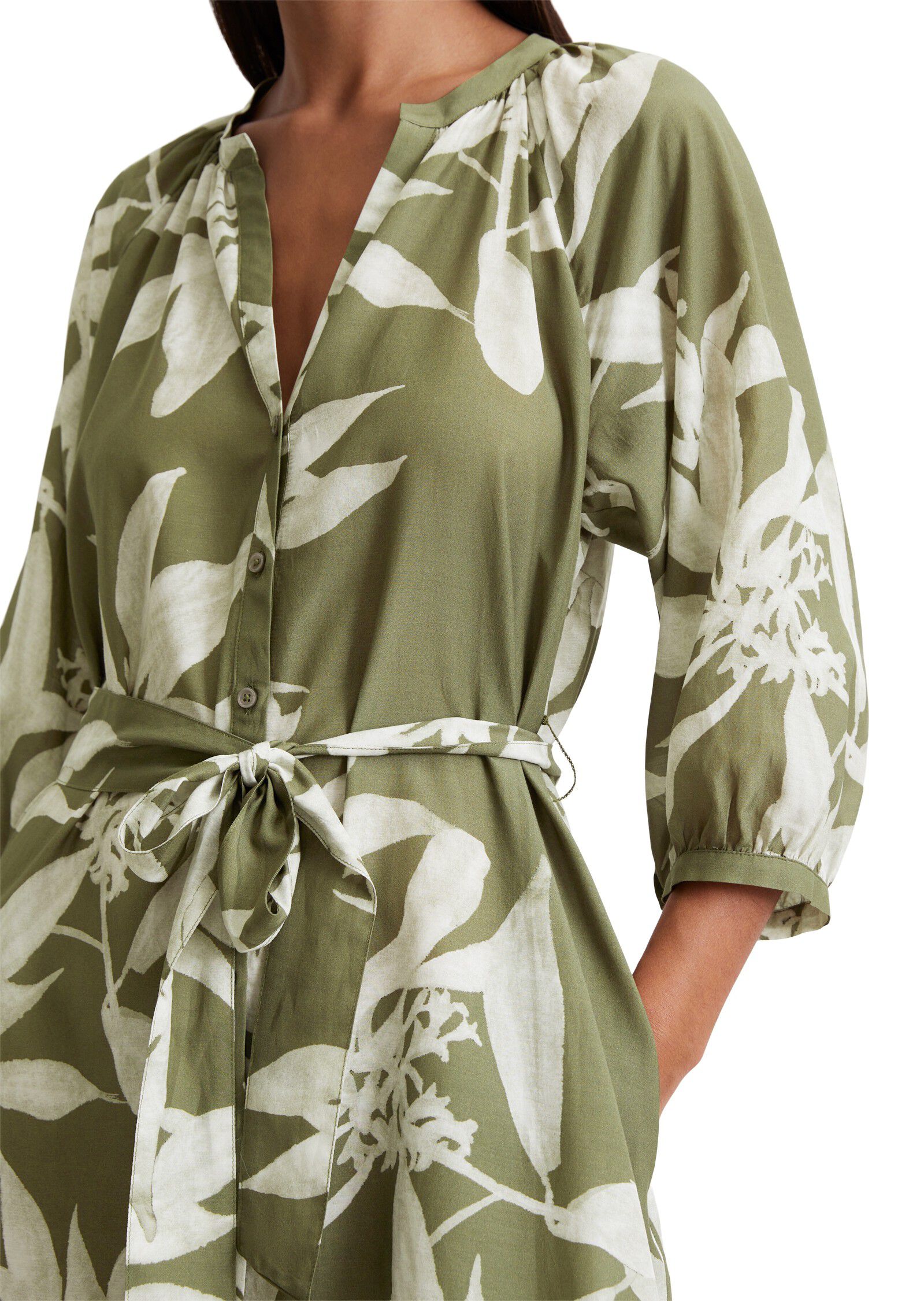 Woven dress, short length, deep v-n