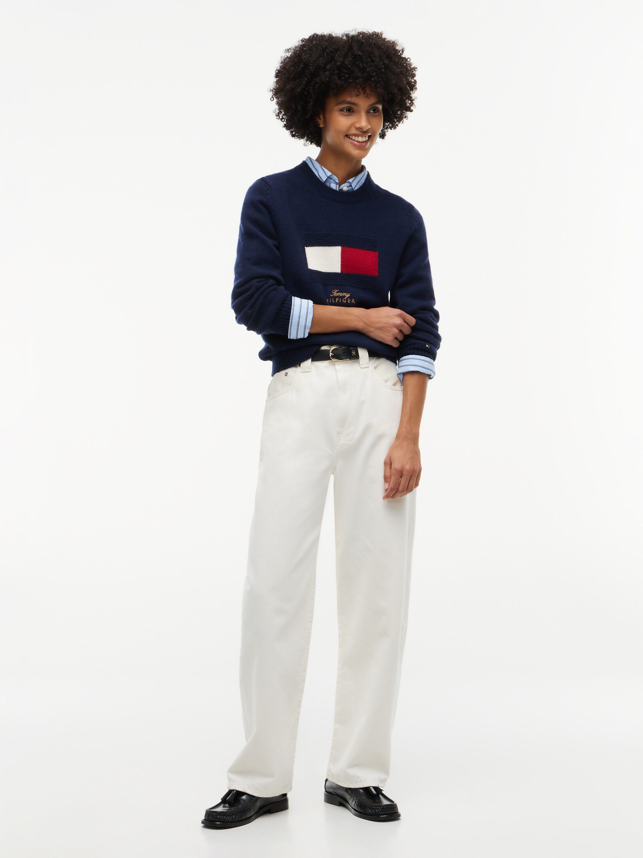 Flag Logo Embroidery Jumper With Cashmere